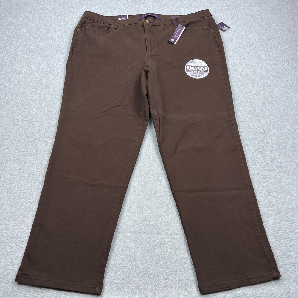 NEW Gloria Vanderbilt Amanda Jeans Women's 22W Brown Tapered Ultra Stretch Slims